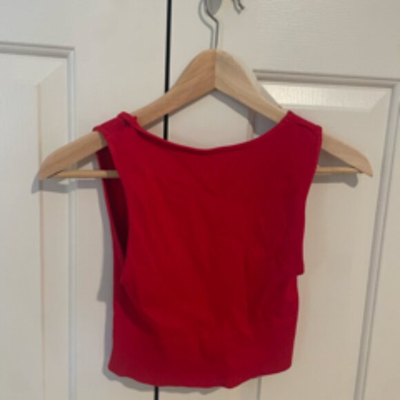Take The Plunge V-Neck Crop Top Rock N Rags Red - Picture 4 of 6